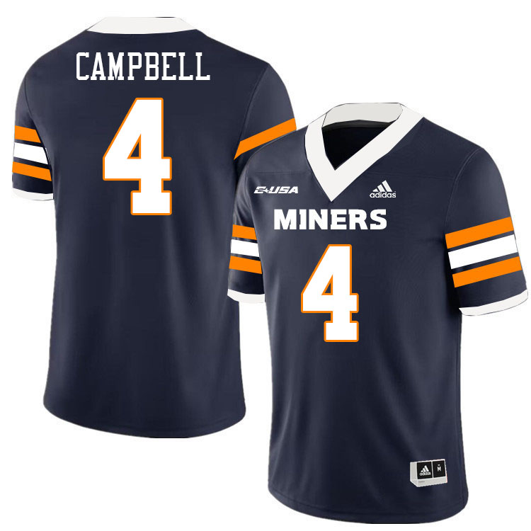 #4 Neil Campbell UTEP Jersey,UTEP Miners College Football Jersey,Uniforms-Navy